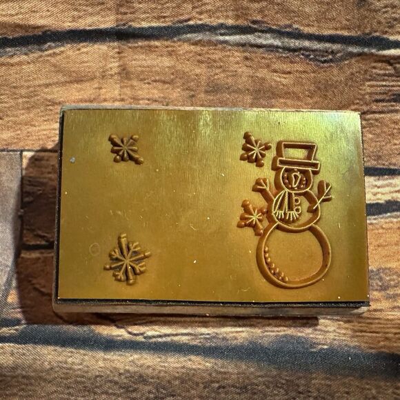 Snowman Rubber Stamp Wooden Mounted Crafts Scrapbooking Cards Tags Snowflakes - Picture 2 of 9